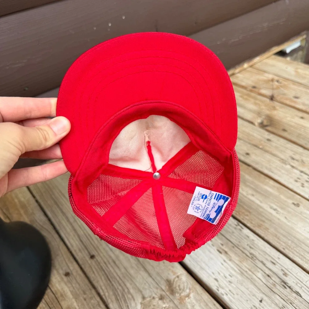 Vtg Mickey Mouse Red Mesh Snapback Trucker Cap Disney Atlas Made in USA Youth